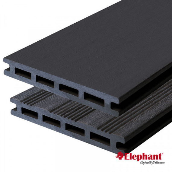 Vlonderplank antraciet - Vlak/ semi ribbel, 2-zijdig bruikbaar 2,1x14,5x360 cm 2st/ set