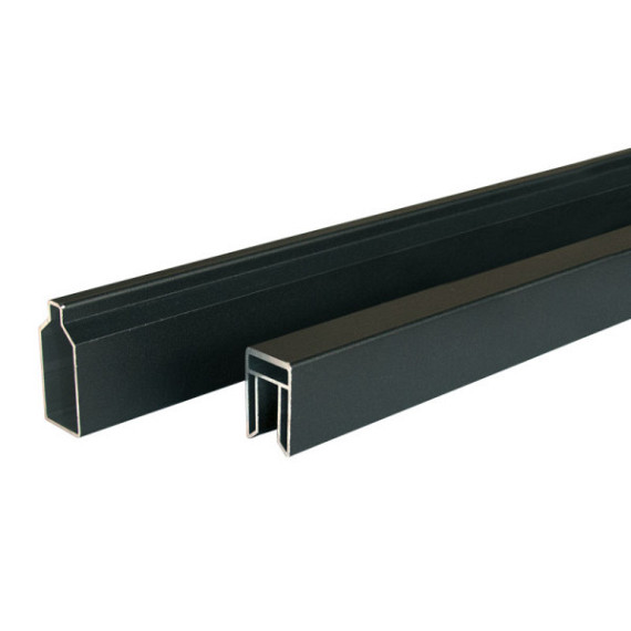 Aluminium boven- en onderregel 2x4,1x180cm zwart gepoedercoat