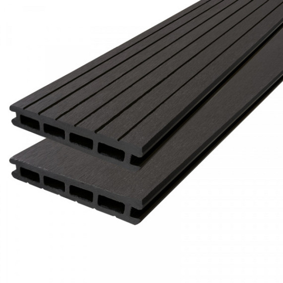 Vlonderplank antraciet - Groef/ vlak, 2-zijdig bruikbaar 2,1x14,5x500 cm 2st/ set