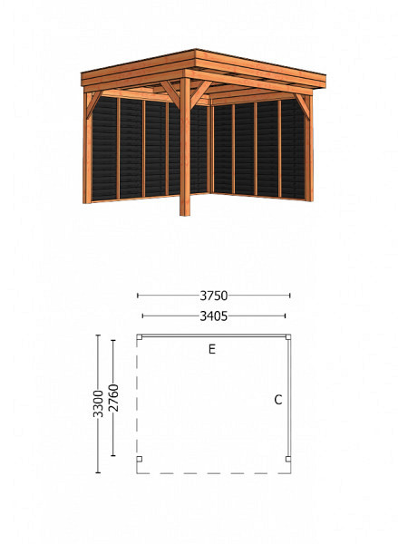 Buitenverblijf Casa 3750x3300x2600mm (bxdxh)