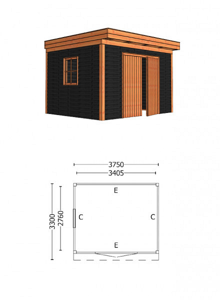 Buitenverblijf Casa 4850x3300x2600mm (bxdxh)