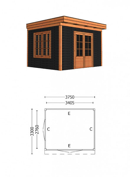 Buitenverblijf Casa 4850x3300x2600mm (bxdxh)
