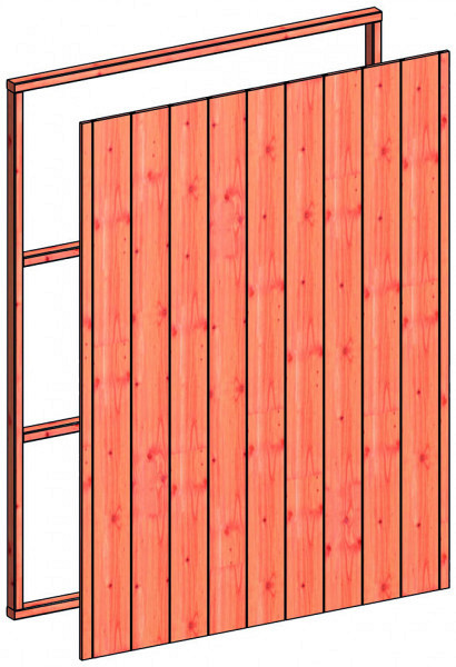 Wandmodule B sponningplank verticaal 1630x2200mm onbehandeld