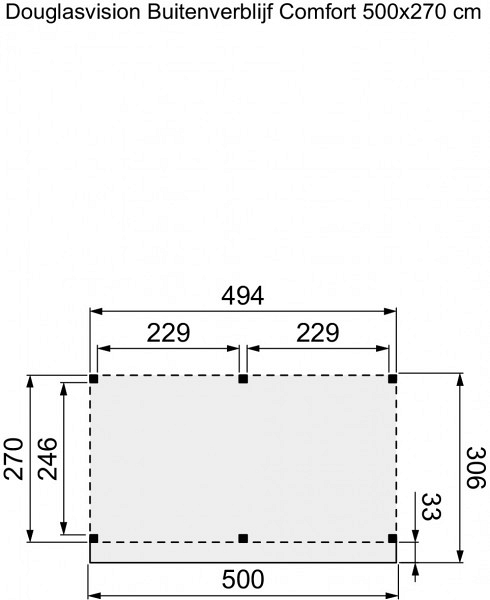 Douglasvision buitenverblijf Comfort 500 x 270 cm, onbehandeld.