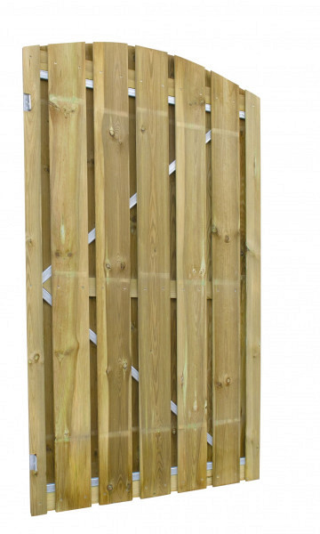Grenen geschaafde plankendeur horizontaal op vertelbaar stalen frame 100 x 179 cm,
