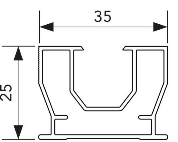 Aluminium onderregel 3,5 x 2,5 x 400 cm t.b.v. terrasmontagesysteem.
