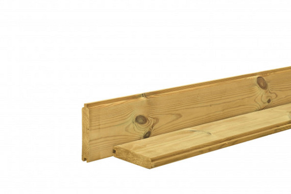 Grenen blokhutplank 2,8 x 14,5 x 180 cm, groen geïmpregneerd.