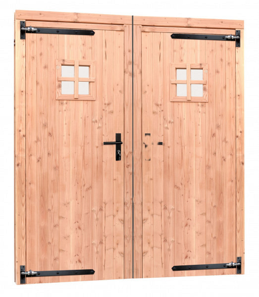 Douglas dubbele 1-ruits deur inclusief kozijn, 168 x 201 cm, kleurloos ge#mpregneerd.