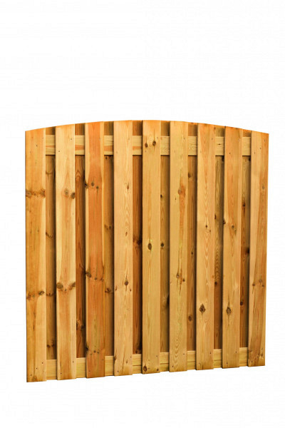 Grenen geschaafd plankenscherm 19-planks 15 mm, 180 x 180 cm, verticaal toog, groen geïmpregneerd.