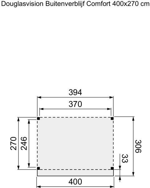 Douglasvision buitenverblijf Comfort 400 x 270 cm, kleurloos geïmpregneerd.
