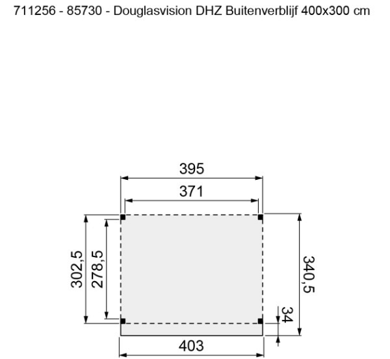 Douglasvision DHZ buitenverblijf 400 x 300 cm, kleurloos geïmpregneerd.