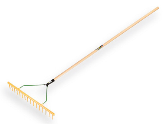 Hooihark kunststof, 16 tanden, recht model, met egaliseerstrip, steel160 x 2,8 cm