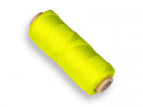 Uitzetkoord Nylon, 1,4 mm dik, fluor geel, 50 meter.