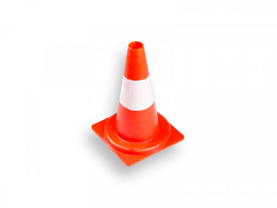 Pilon / Verkeerskegel 32 cm, oranje met witte banden.