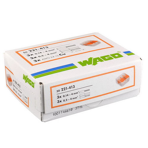 WAGO 3V verbindingsklem t/m 4mm soepel en massief - oranje 50 st.