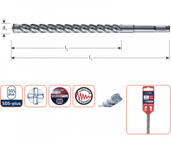 Hamerboor SDS+ Quattro-X 5,0x100/165 (1 st per set)