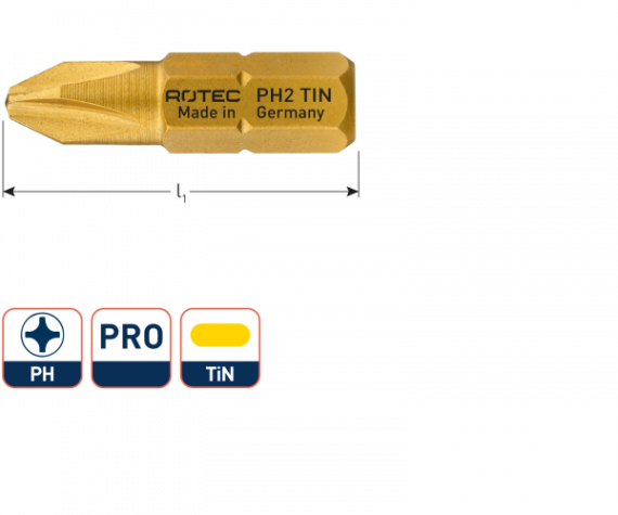 PRO Schroefbit Philips TiN-gecoat (diverse maten)