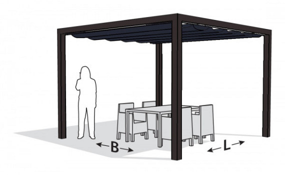 Vrijstaande pergola PROSAIL aluminium antraciet 319x419 cm - Doek waterproof