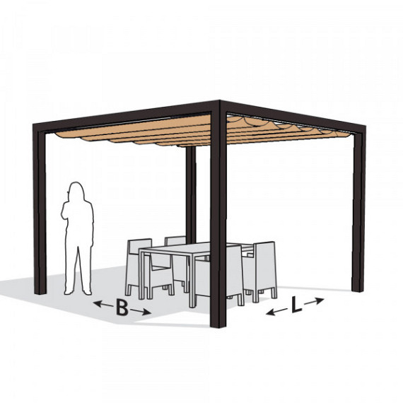 Vrijstaande pergola aluminium antraciet 402x402 cm - Doek Zand