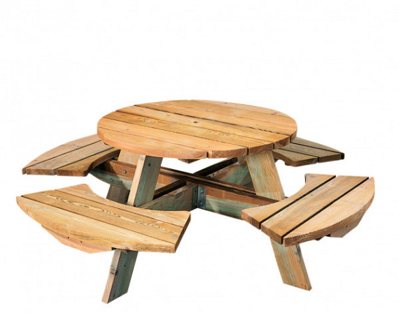 Picknicktafel Mick, 44 mm dik, bladmaat rond 160 cm, zwaar uitgevoerd