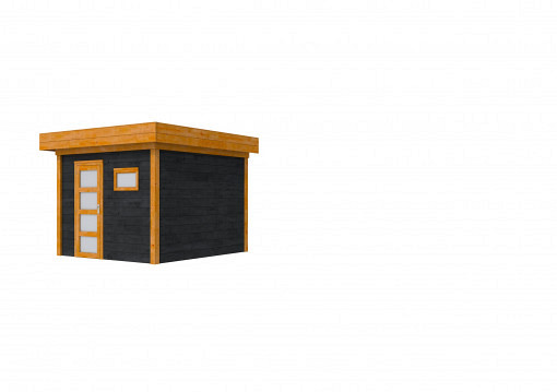 Douglas Topvision Premium Raaf, 298 x 298 cm, wanden zwart en basis kleurloos geïmpregneerd.