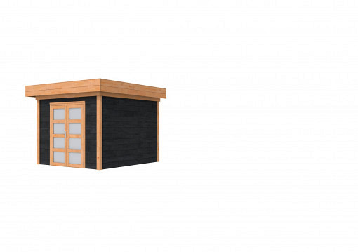 Douglas Topvision Premium Roek, 298 x 298 cm, wanden zwart geïmpregneerd en basis onbehandeld.