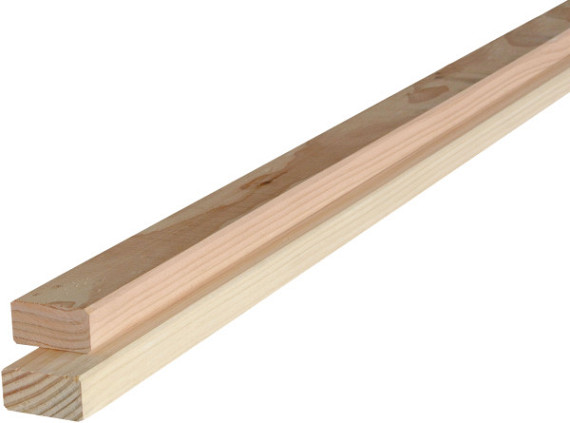 Douglas geschaafde regel 2,2 x 4,5 x 300 cm, onbehandeld.