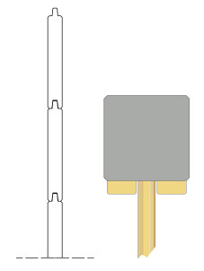 Douglas geschaafd blokhutprofiel 2,8 x 19,5 x 300 cm, zwart gespoten.