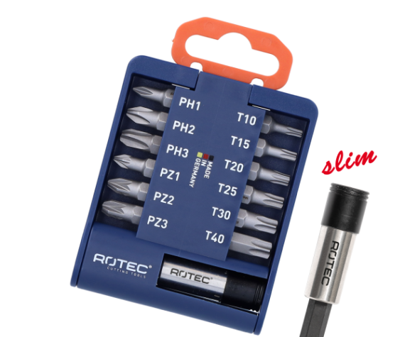 PRO Bitclip incl. magn. 'SLIM' bithouder, bits PH1-2-3, PZ1-2-3 en TX10-15-20-25-30-40 13-dlg, BASIC