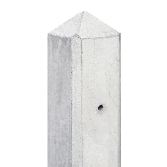 Betonpaal glad met diamantkop 10 x 10 x 308 cm, grijs ongecoat, tussenpaal.