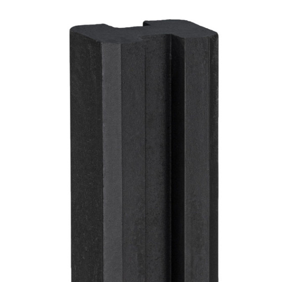 Betonpaal met sleuf 10 x 10 x 275, antraciet eindpaal, gecoat t.b.v. blokhutprofielplanken.