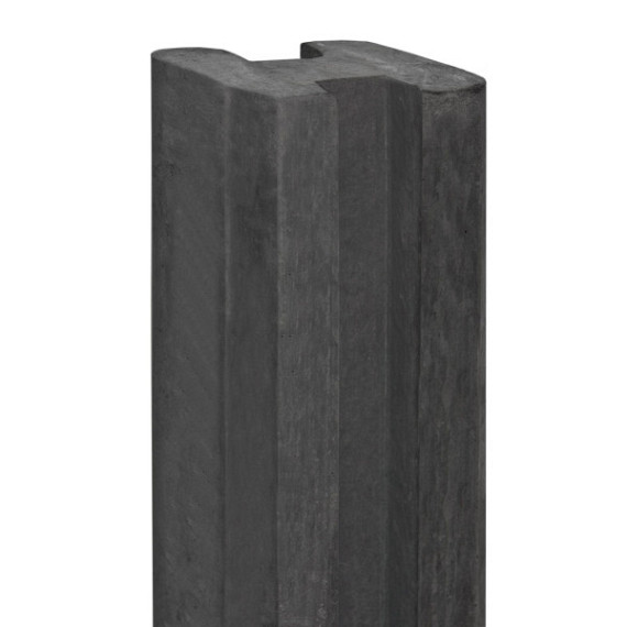 Betonpaal met sleuf 10 x 10 x 275, antraciet tussenpaal, ongecoat t.b.v. blokhutprofielplanken.