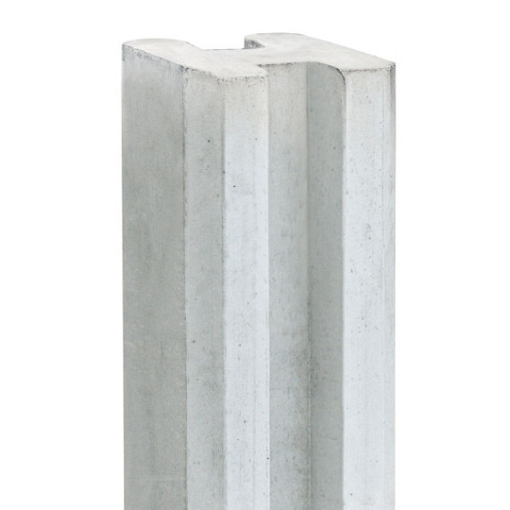 Betonpaal met sleuf 10 x 10 x 275, grijs tussenpaal, ongecoat t.b.v. blokhutprofielplanken.