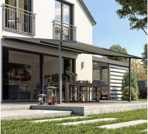 Elektrische zonwering met rits op staanders P350 300x250 cm (bxd) Incl. afstandsbediening type I.O.
