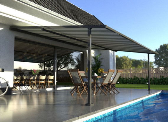 Elektrische zonwering met rits op staanders P350 300x250 cm (bxd) Incl. afstandsbediening type I.O.