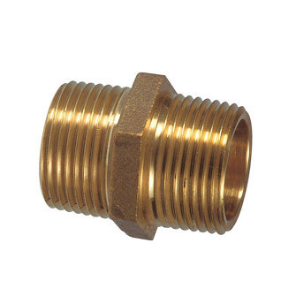 RIV dubbele nippel, messing, type 3430, 2x buitendraad, 1