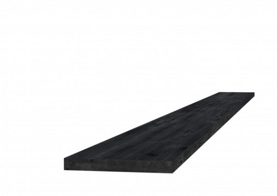 Douglas plank fijnbezaagd 2,2 x 20 x 400 cm, zwart gedompeld.