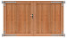 Hardhouten dubbele toegangspoort, verticaal, 300 x 180 cm incl. beslag.