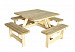 Picknicktafel Vierkant, 40 mm dik, bladmaat 115 x 115 cm.