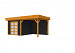 Douglas Topvision Premium Roek, 298 x 298 en luifel 300 cm, wanden zwart en basis kleurloos geïmpregneerd.
