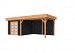 Douglas Topvision Premium Roek, 298 x 298 en luifel 400 cm, wanden zwart geïmpregneerd en basis onbehandeld.