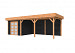 Douglas Topvision Premium Roek, 298 x 298 en luifel 500 cm, wanden zwart geïmpregneerd en basis onbehandeld.