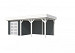 Vuren Topvision Premium Bosuil, 300 x 300 en luifel 400 cm, wanden antraciet en basis wit.