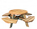 Picknicktafel Mick, 44 mm dik, bladmaat rond 160 cm, zwaar uitgevoerd