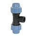 Unidelta schroef T-stuk 90°, 2x klem / 1x binnendraad, Kiwa, 16 bar, 25 mm x ¾