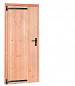 Douglas dichte enkele deur 90x201 cm, linksdraaiend, zwarte hengen, zwart beslag, onbehandeld.