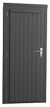 Vuren enkele dichte deur inclusief kozijn, linksdraaiend, 90 x 201 cm, antraciet gespoten.