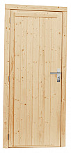 Vuren enkele dichte deur inclusief kozijn, linksdraaiend, 90 x 201 cm, kleurloos geïmpregneerd.