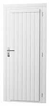 Vuren enkele dichte deur inclusief kozijn, rechtsdraaiend, 90 x 201 cm, wit gespoten.