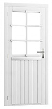 Vuren enkele 6-ruits deur inclusief kozijn, linksdraaiend, 90 x 201 cm, wit gespoten.